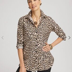 Chico's Black, Gold and White No Iron Blouse